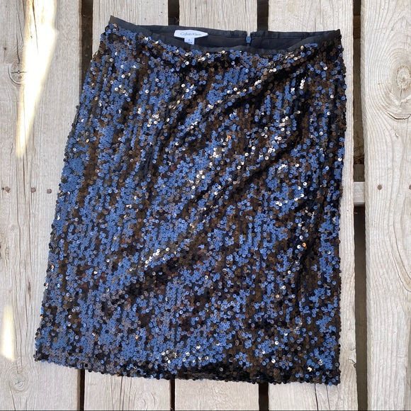 Calvin Klein Dresses & Skirts - Calvin Klein woman's black sequins skirt 8